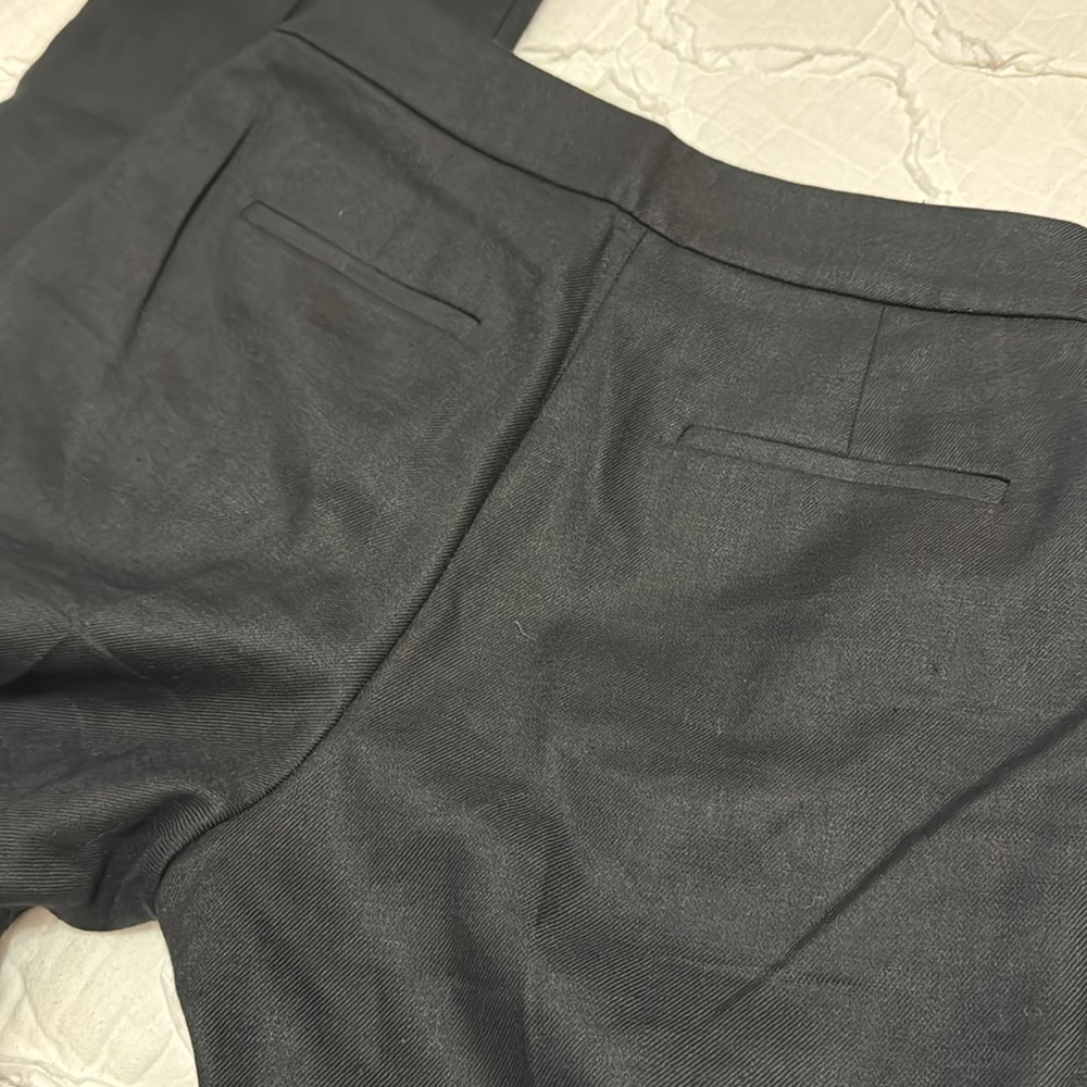 Like New J. Crew Kate Linen Blend Straight Leg Stretch Pants, Black 0 - Picture 5 of 9